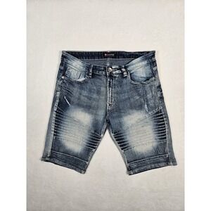 Southpole Shorts Size 32 Blue Denim Jean Slim Fit Stone‎ Wash Ribbed